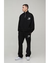 BoohooMAN - Oversized Boxy B 1/4 Zip Stacked Tracksuit - Lyst