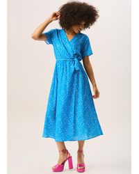 Gini London - Animal Print Wrap Midi Dress - Lyst