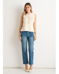 Gini London - Off Button Front Compact Knit Waistcoat - Lyst