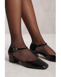 Where's That From - Square Toe Buckled Low Block Heels - Lyst