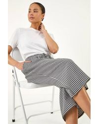Roman - Petite Gingham Stretch Cropped Trouser - Lyst