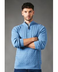 MAINE - Premium Pure Cotton Cable Half Zip Jumper - Lyst