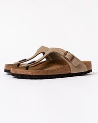 Birkenstock - Gizeh Natural Oiled Leather Sandals - Lyst