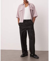 ASOS - Pull On Smart Wide Leg Trousers With Hem Poppers - Lyst