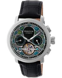 Heritor - Aura Semi-Skeleton Leather-Band Watch - Lyst