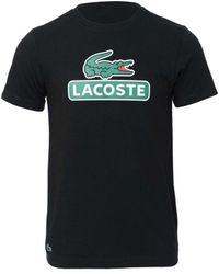 Lacoste - Sport Logo Print Ademend T-shirt In Zwart - Lyst