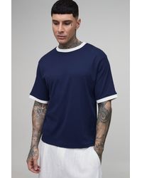 BoohooMAN - Tall Regular Boxy Fit Textured Ringer Crew Neck T-Shirt - Lyst