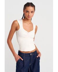 Dilvin - Fitted Sleeveless Crop Blouse With Square Neck - Lyst
