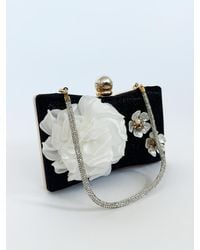 SVNX - Square Clutch Bag With 3D Florals And Rhinestone Handle - Lyst