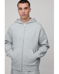 BoohooMAN - Basic Bm Signature Regular Fit Zip Through Hoodie - Lyst
