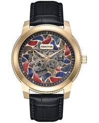 Heritor - Emmanuel Semi-Skeleton Leather-Band Watch - Lyst