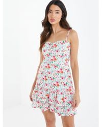 Quiz - Ditsy Floral Frill Mini Dress - Lyst