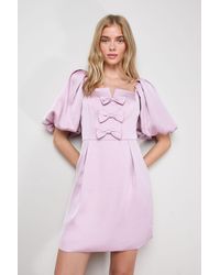 Oasis - Satin Bow Front Square Neck Mini Dress - Lyst