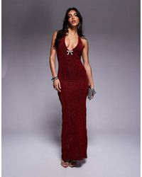 ASOS - Sparkle Scoop Plunge Neck Maxi Dress With Diamante Trim Detail - Lyst