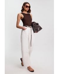 Karen Millen - Denim Belted Barrel Leg Jean - Lyst