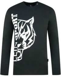 Philipp Plein - Tiger Side Logo Black Long Sleeved T-shirt Cotton - Lyst