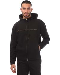 BOSS - Printed Artwork Zip-up Hoodie In Zwart - Lyst