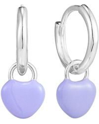 SEOL + GOLD - Sterling Heart Charm Enamel Hoops - Lyst