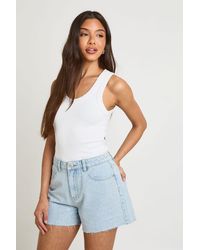 Boohoo - High Waist Embellished Denim Short - Lyst