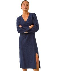 Roman - Petite V-Neck Knit Midi Dress - Lyst