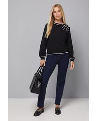 Wallis - Petite Tipped Bow Neck Jumper - Lyst
