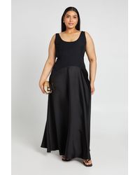 Boohoo - Plus Crepe Sleeveless Dress With Satin Skirt - Lyst