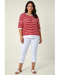 Roman - Curve Crochet Stripe Knit Top - Lyst