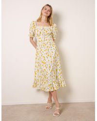 Blue Vanilla - Ditsy Floral Poplin Milkmaid Midi Dress - Lyst