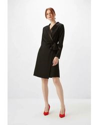 GUSTO - Wrap Dress With Satin Collar - Lyst