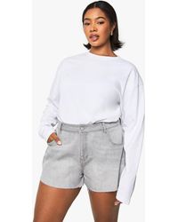 Boohoo - Plus Raw Hem Denim Short - Lyst