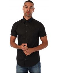 Armani - Overhemd Met Korte Mouwen, Zwart - Lyst