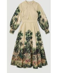 Karen Millen - Botanical Print Woven Balloon Sleeve Maxi Dress - Lyst