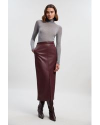 Karen Millen - Faux Leather Tailored Midi Pencil Skirt - Lyst