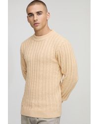BoohooMAN - Muscle Fit Cable Knitted Jumper - Lyst