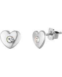 The Jewellery Stockroom - Sterling Heart With Crystal Centre Stud Earrings - Lyst