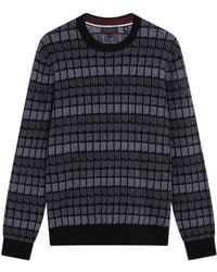 Ted Baker - Osburn Regular Fit Jacquard Crewneck Jumper Cotton - Lyst