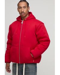 BoohooMAN - Oversized Fit Jersey Hooded Bomber Jacket - Lyst
