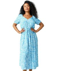 Roman Petite - Ditsy Floral Stretch Midi Dress - Lyst