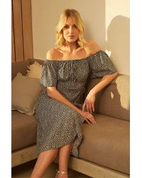 Izabel London - Ditsy Floral Bardot Tea Dress - Lyst