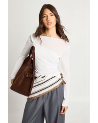 Boohoo - Sheer Textured Layered Detail Long Sleeve Top - Lyst