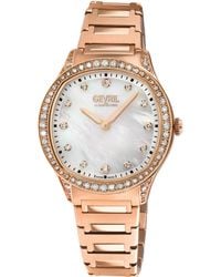 Gevril - Morcote Swiss Diamond Watch, 316L Ss/Iprg Case, Mop, Ip Rose Bracelet - Lyst