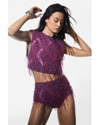 Nasty Gal - Diamante Embellished Tassel Beaded Crop Top - Lyst