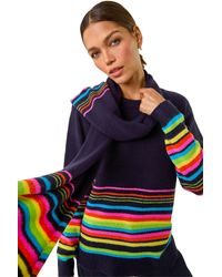 Roman - Border Stripe Scarf Knit Jumper - Lyst