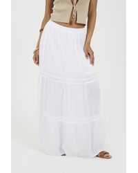 Brave Soul - Elasticated Waist Maxi Skirt With Lace Detail - Lyst