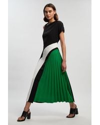 Karen Millen - Petite Soft Tailored Colour Block High Neck Pleated Midi Dress - Lyst