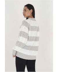 Brave Soul - Grey 'azzam' Striped Cable Knit Jumper - Lyst
