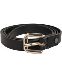 Gianfranco Ferré - Zwarte Leren Slim Gouden Gesp Taille Herenriem - Lyst
