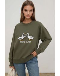Hiccup - Printed Crew Neck Relaxed Fit Sweatshirt - Lyst