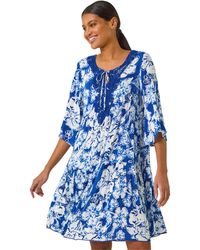 Roman - Shadow Floral Lace Smock Dress - Lyst