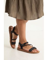 Good for the Sole - Isabella Flexisole Faux Leather Cross Strap Plait Detail Flat Sandals - Lyst
